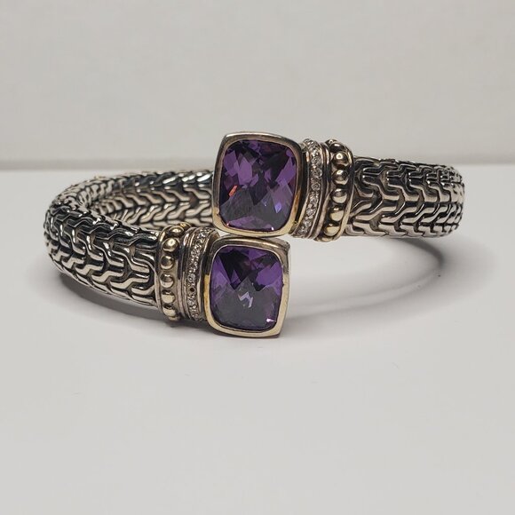 Sterling Silver Amethyst Bypass Bracelet, David Yurman Look-alike - Picture 2 of 10